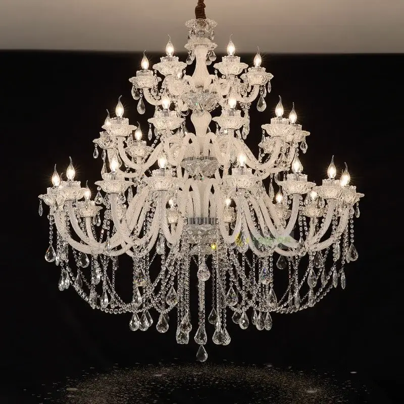 White Arm Chandelier Lighting Modern Crystal