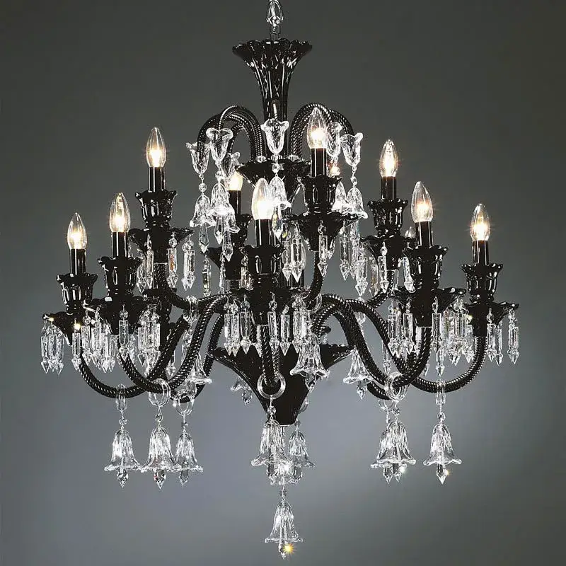 Black Crystal Chandelier Lighting Fixture