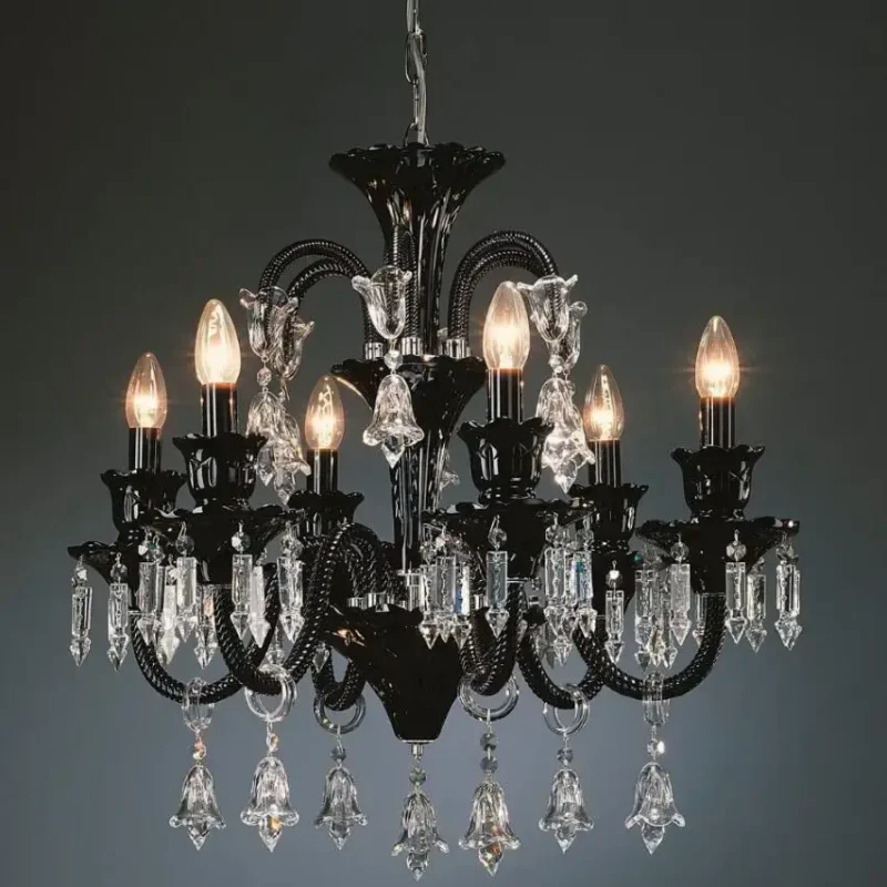 Black Crystal Chandelier Lighting Fixture