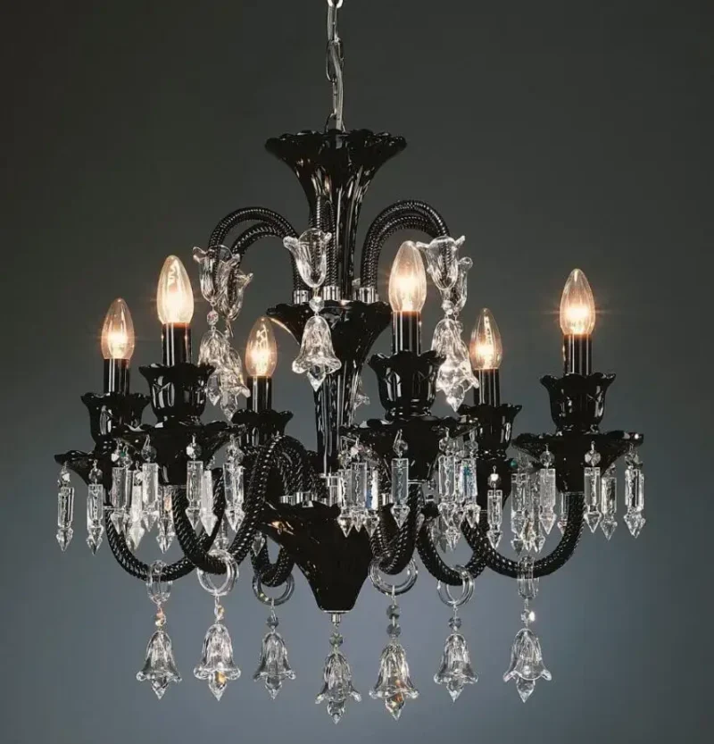 Black Crystal Chandelier Lighting Fixture