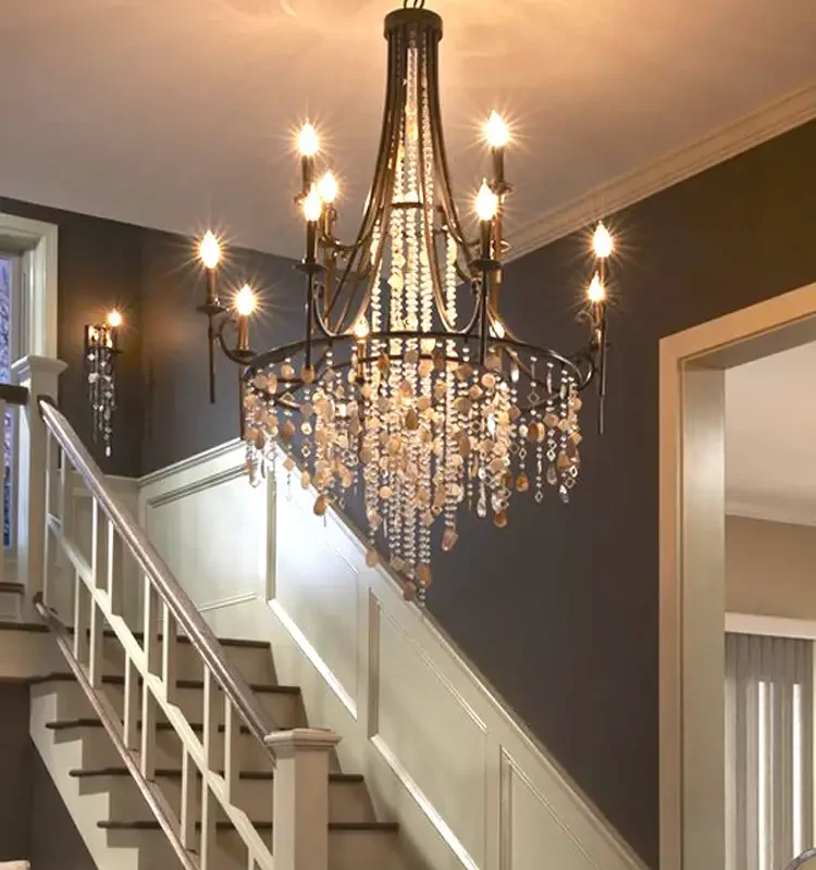 Wrought Iron Staircase Pendant Chandelier