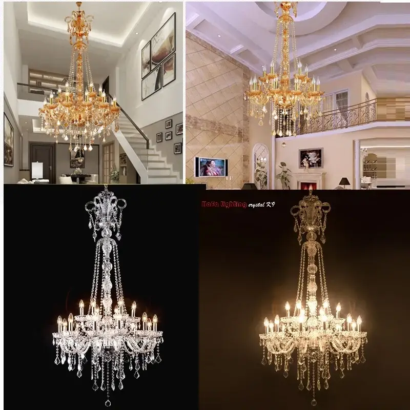 Long Stair Chandelier Crystal