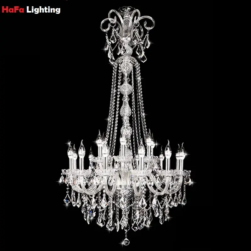 Long Stair Chandelier Crystal