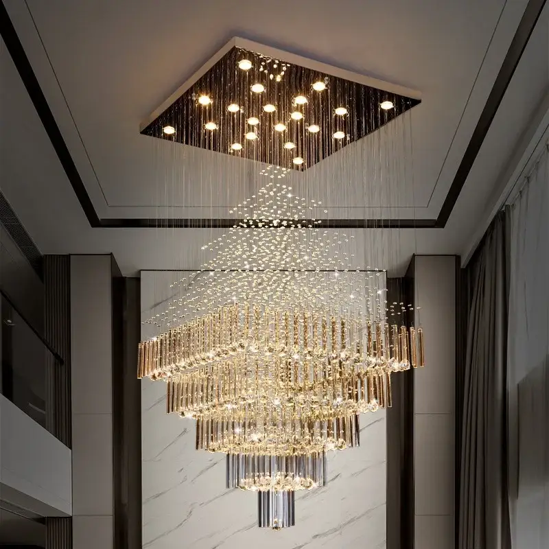 Luxury Large Foyer Chandelier Staircase