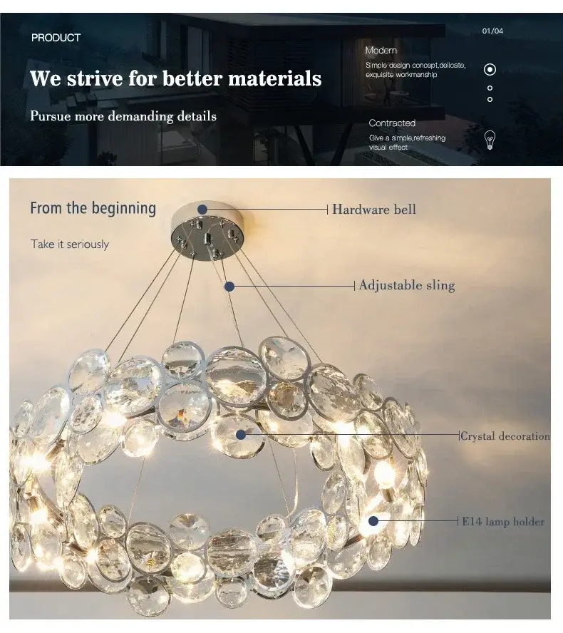 Modern Chandelier Ring Chrome