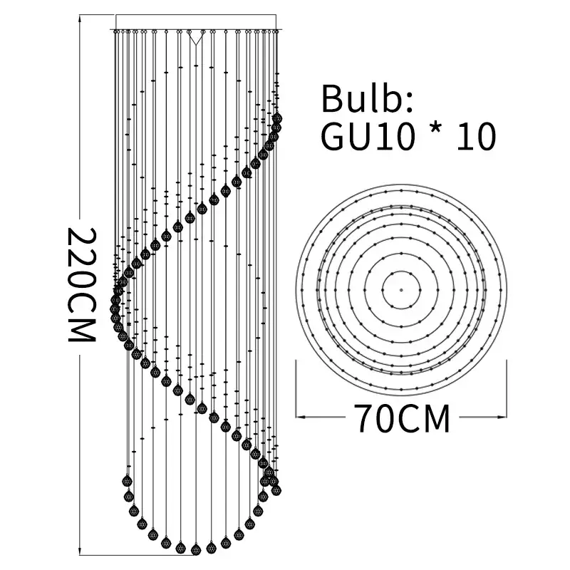 Dia70 H220cm10lights