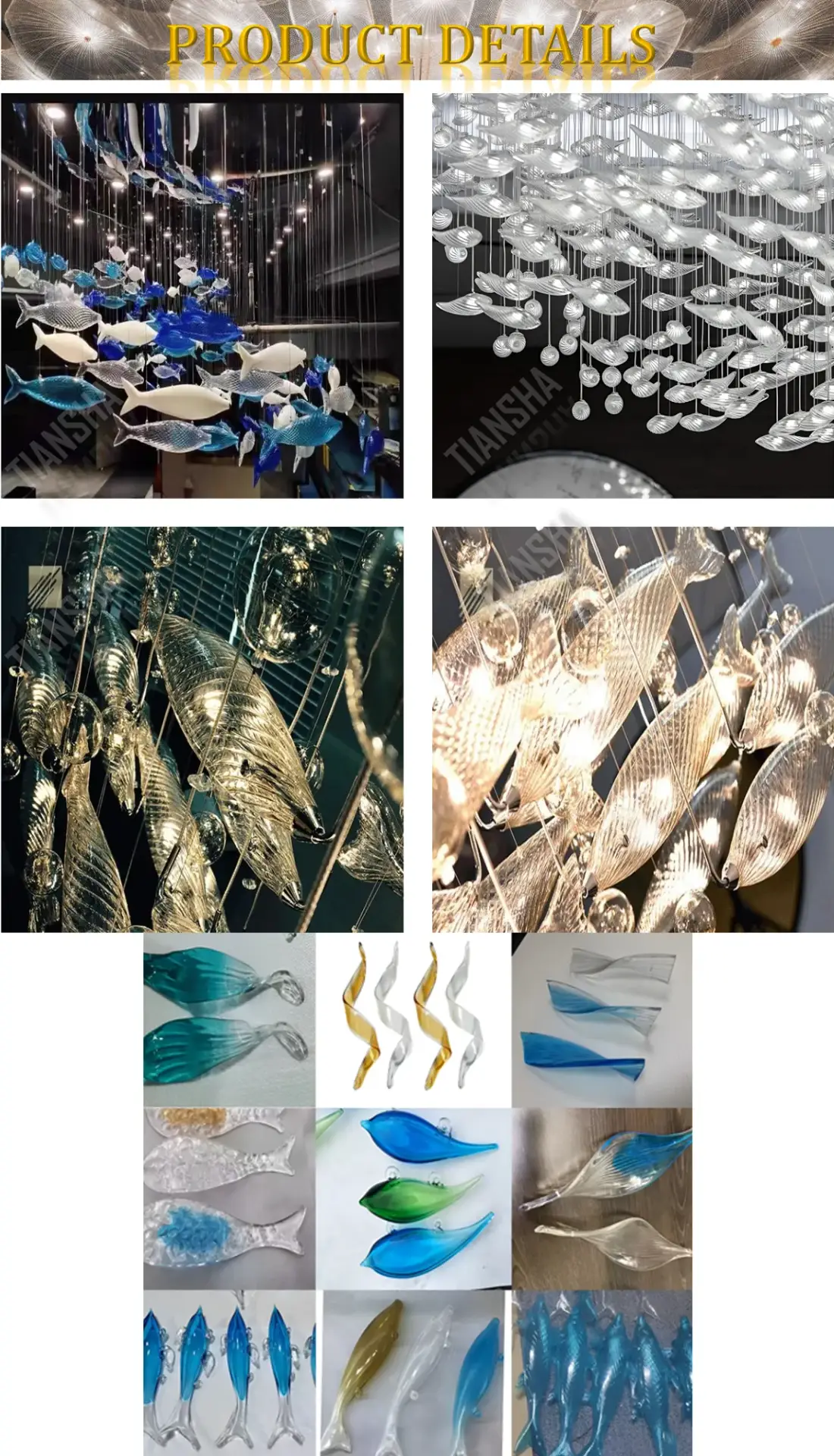 Handmade glass fish-shaped chandelier art engineering chandelier