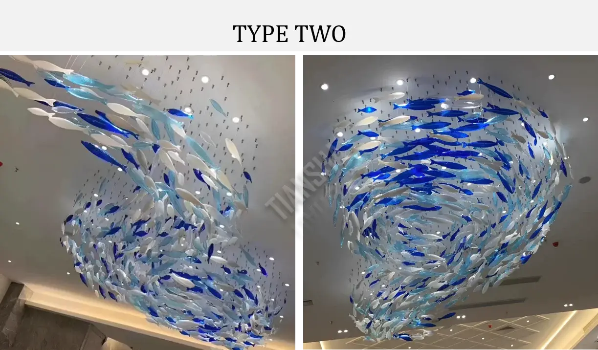 Handmade glass fish-shaped chandelier art engineering chandelier