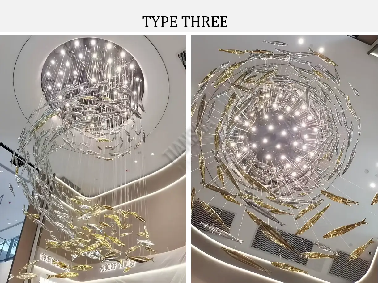 Handmade glass fish-shaped chandelier art engineering chandelier