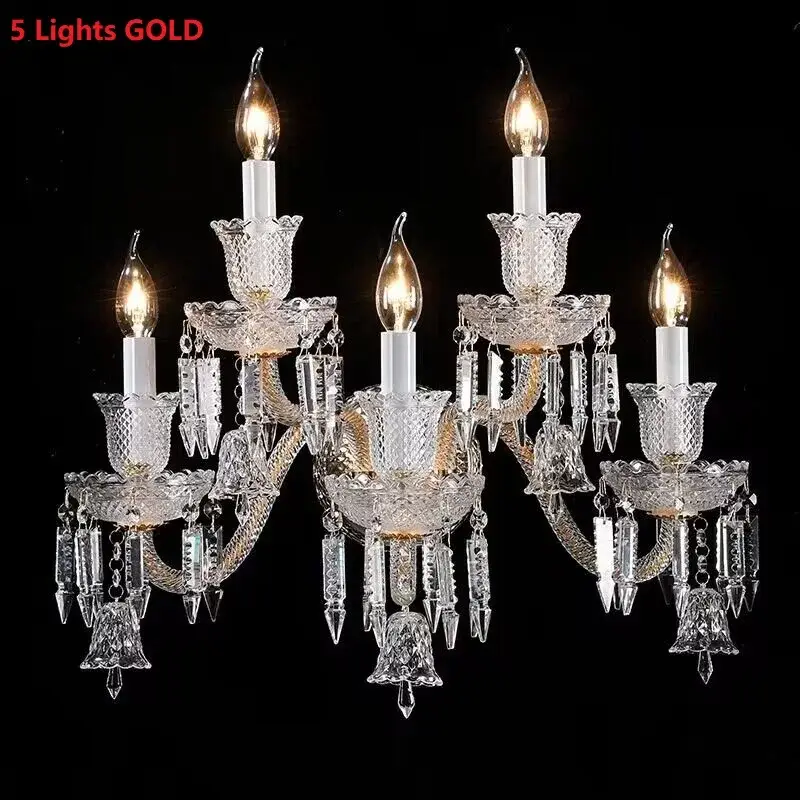 French Candle K9 Crystal Wall Lamp