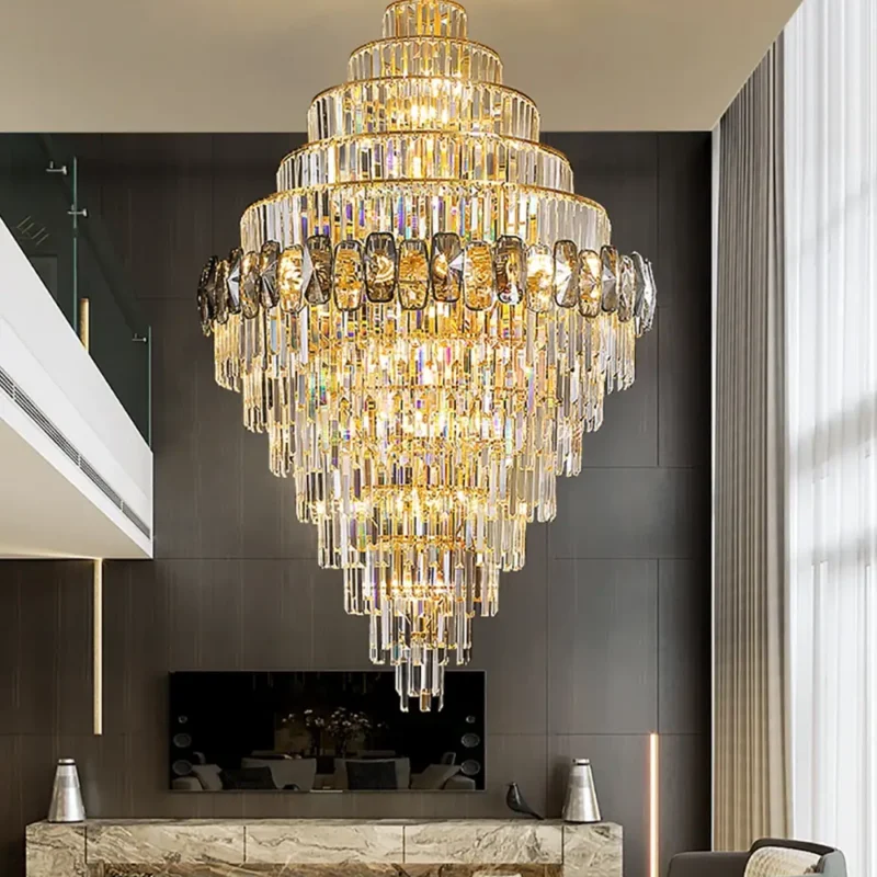 Large Chandelier Modern LED Spiral Stairwell For Hotel