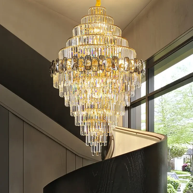 Large Chandelier Modern LED Spiral Stairwell For Hotel