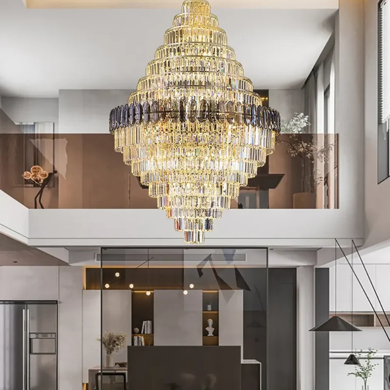 Large Chandelier Modern LED Spiral Stairwell For Hotel