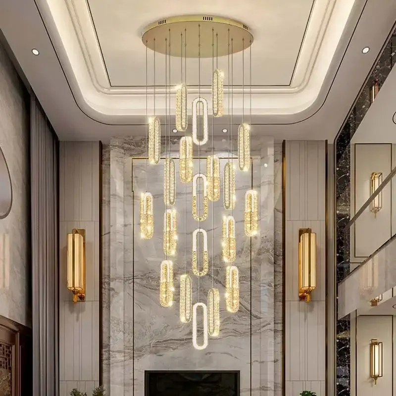 Staircase Long Chandelier Luxury Design