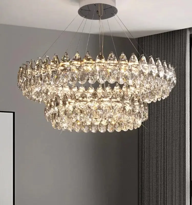 Luxury Stainless Steel K9 Crystal Ceiling Chandelier Modern Home Decor Led Cristal Lamps for Living Room Bedroom 110-240v