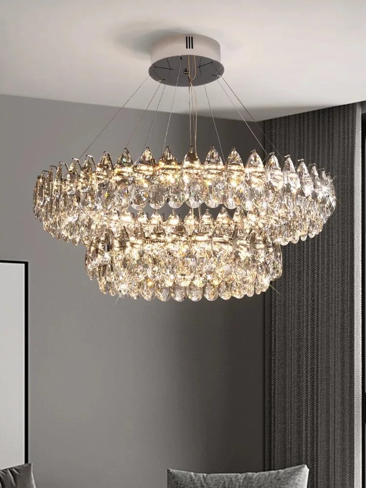 Luxury Stainless Steel K9 Crystal Ceiling Chandelier Modern Home Decor Led Cristal Lamps for Living Room Bedroom 110-240v