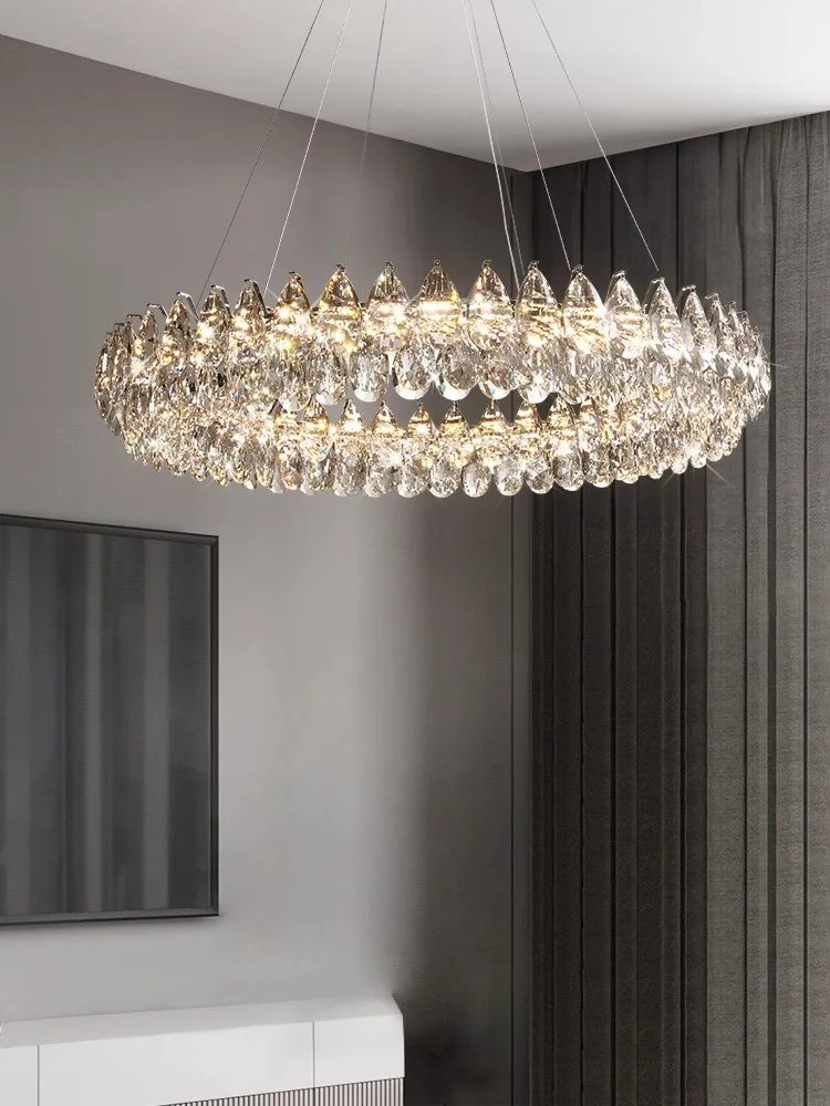 Luxury Stainless Steel K9 Crystal Ceiling Chandelier Modern Home Decor Led Cristal Lamps for Living Room Bedroom 110-240v