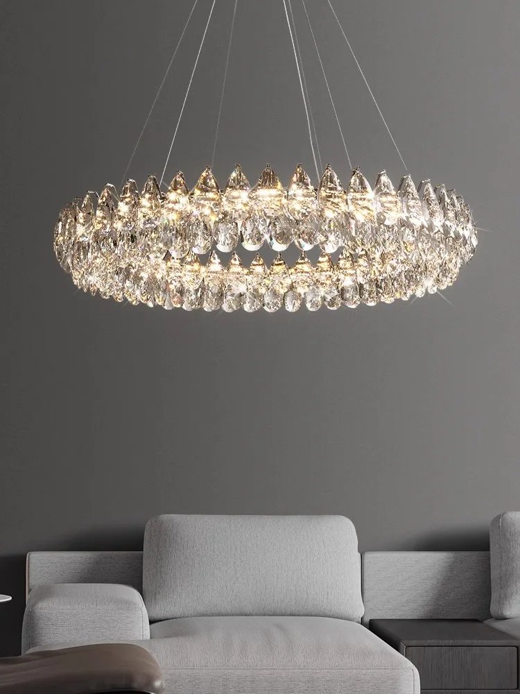 Luxury Stainless Steel K9 Crystal Ceiling Chandelier Modern Home Decor Led Cristal Lamps for Living Room Bedroom 110-240v