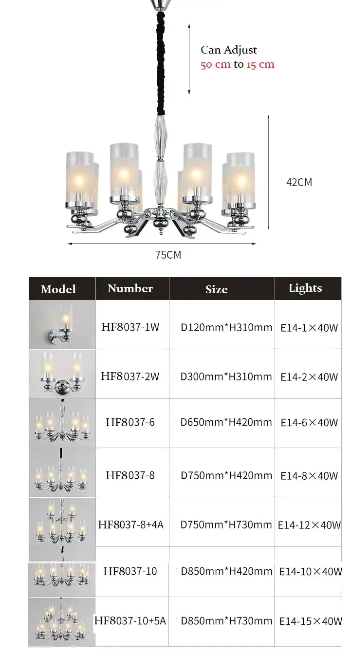 Chrome Nickel Chandelier For Living Room Bedroom Kitchen 110v/220v Chrome Nickel Chandelier For Living Room Bedroom Kitchen 110v/220v