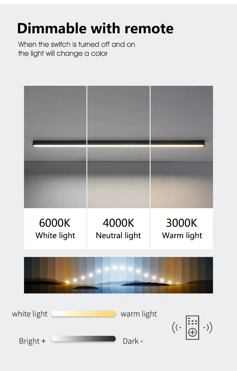 Modern Long Strip Ceiling Light Surface Mounted