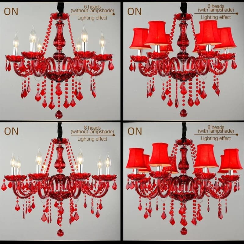 Red Crystal Pendent Chandelier Lamp Wedding Restaurant Bedroom