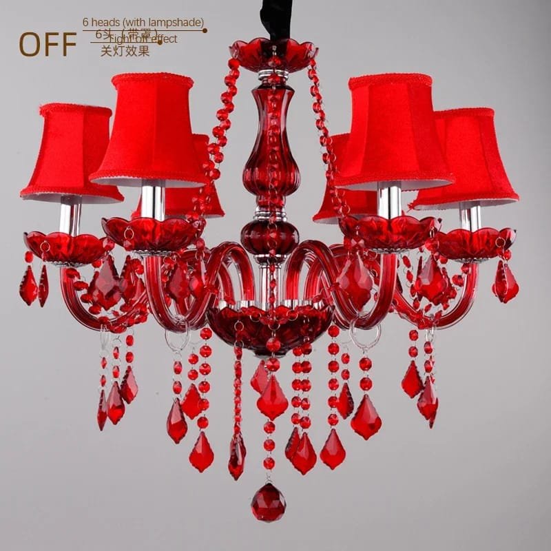 Red Crystal Pendent Chandelier Lamp Wedding Restaurant Bedroom