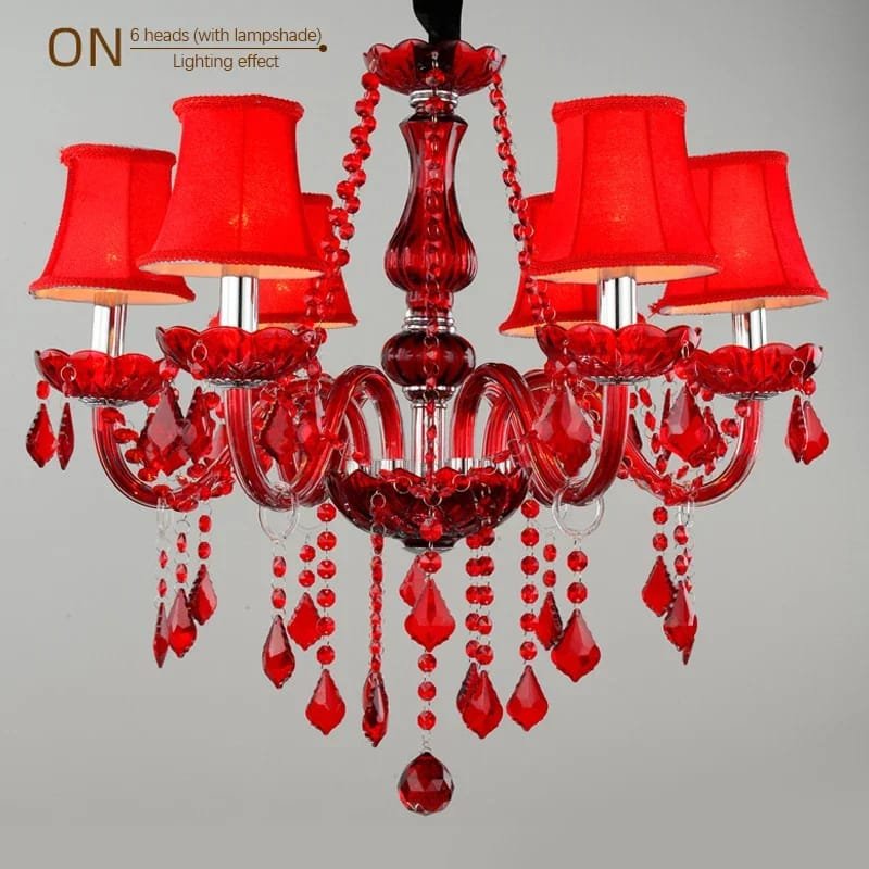 Red Crystal Pendent Chandelier Lamp Wedding Restaurant Bedroom