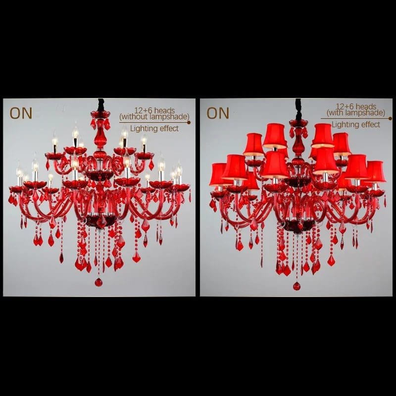 Red Crystal Pendent Chandelier Lamp Wedding Restaurant Bedroom