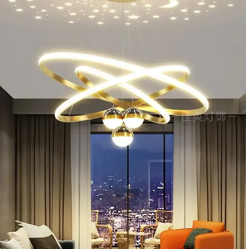 Led Pendant Chandelier Lights SKY Rose Remote Control Hanging Lights