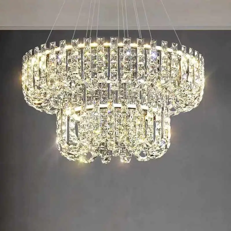 Vintage Chandelier Stainless steel Modern K9 Crystal 110V- 240v