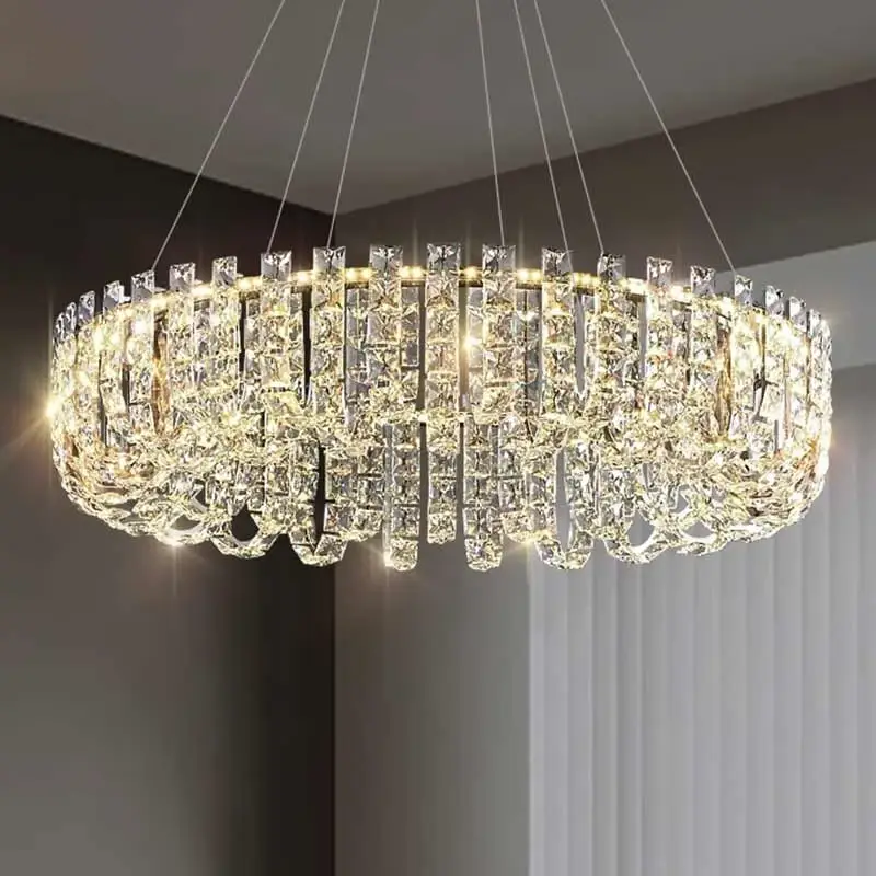 Vintage Chandelier Stainless steel Modern K9 Crystal 110V- 240v