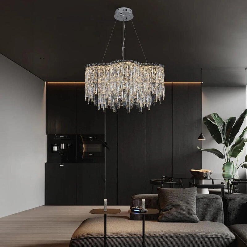 Crystal Chandelier with Remote Control Light Fixtures