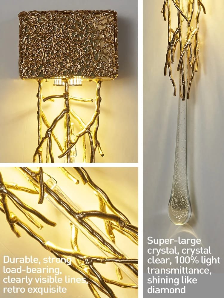 LED Water Drop Wall Crystal Lamp tree Branch scone light