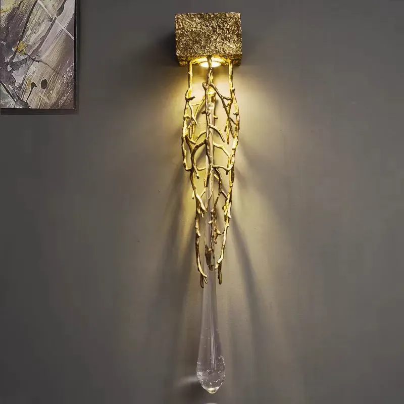 LED Water Drop Wall Crystal Lamp tree Branch scone light