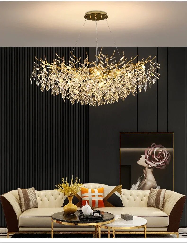 Ceiling Chandelier Led Pendant Luxury Modern Crystal Hanging Light Fixture