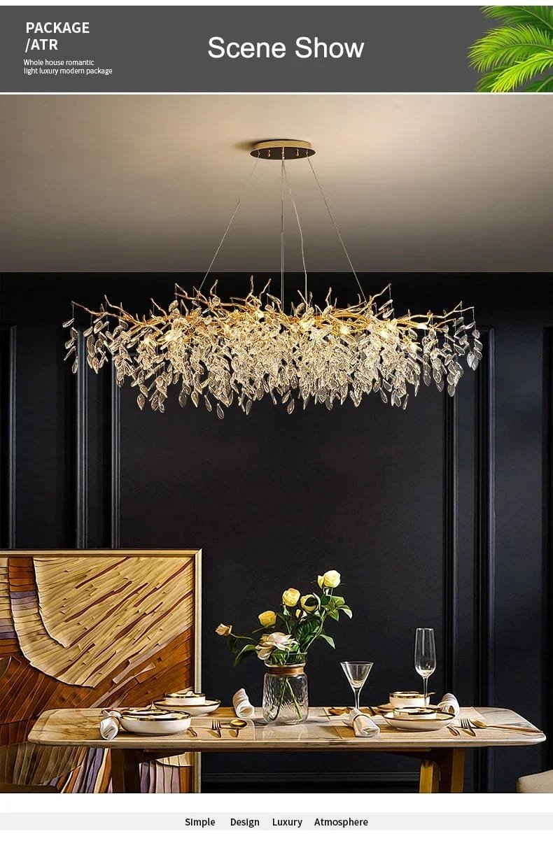 Ceiling Chandelier Led Pendant Luxury Modern Crystal Hanging Light Fixture