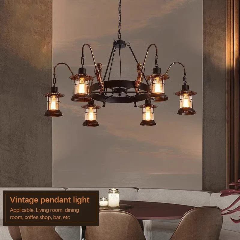 American Retro Pendent Chandelier Lamp Industrial