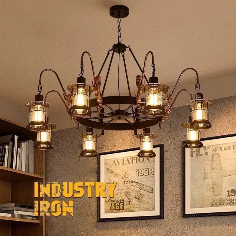 American Retro Pendent Chandelier Lamp Industrial
