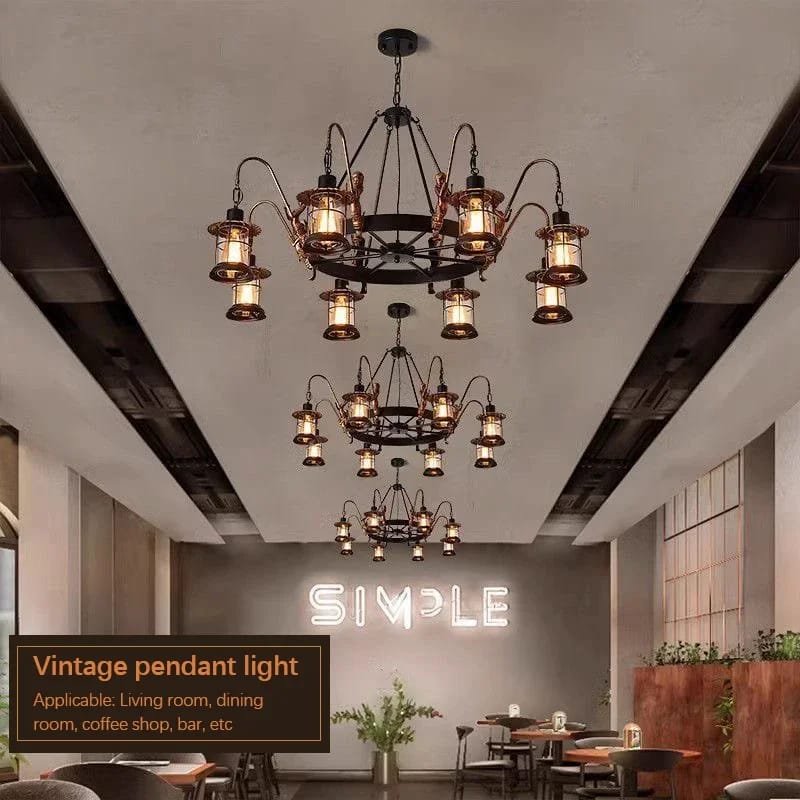 American Retro Pendent Chandelier Lamp Industrial