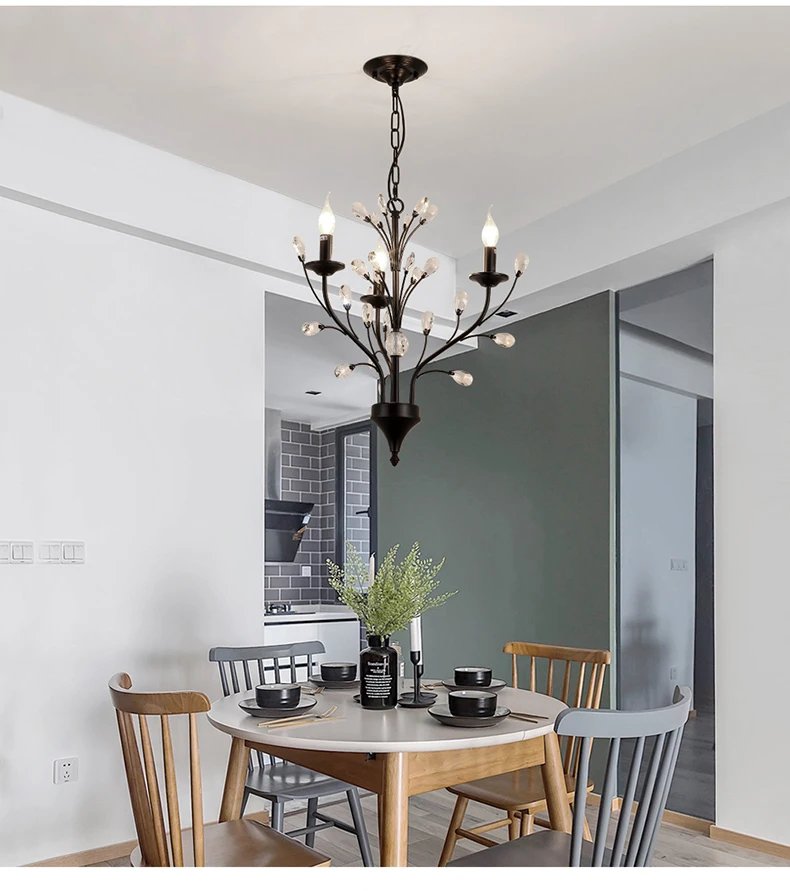 Kitchen Pendant Modern LED Crystal Chandeliers American Vintage Hanging Lights