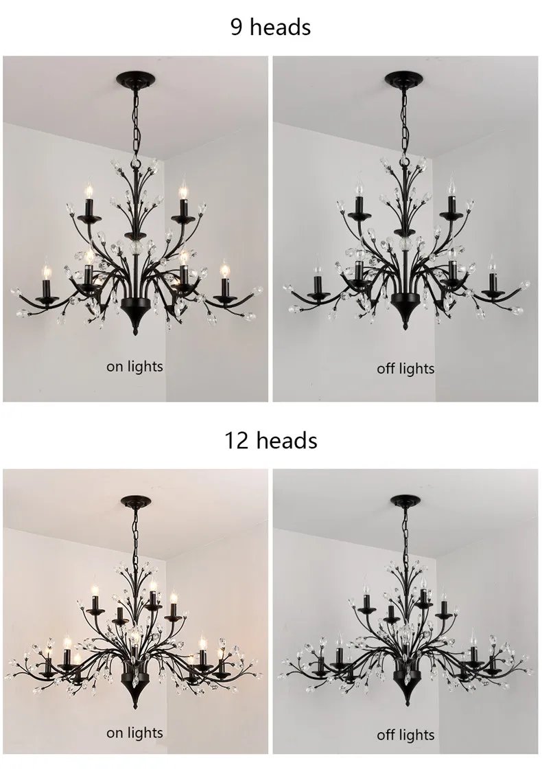 Kitchen Pendant Modern LED Crystal Chandeliers American Vintage Hanging Lights
