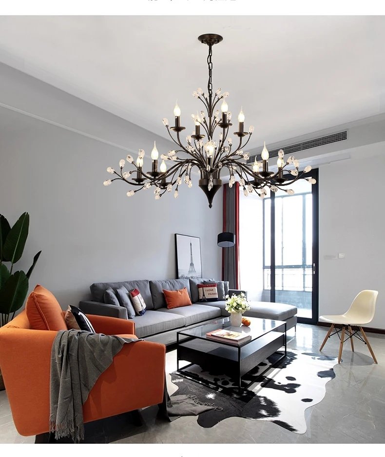 Kitchen Pendant Modern LED Crystal Chandeliers American Vintage Hanging Lights