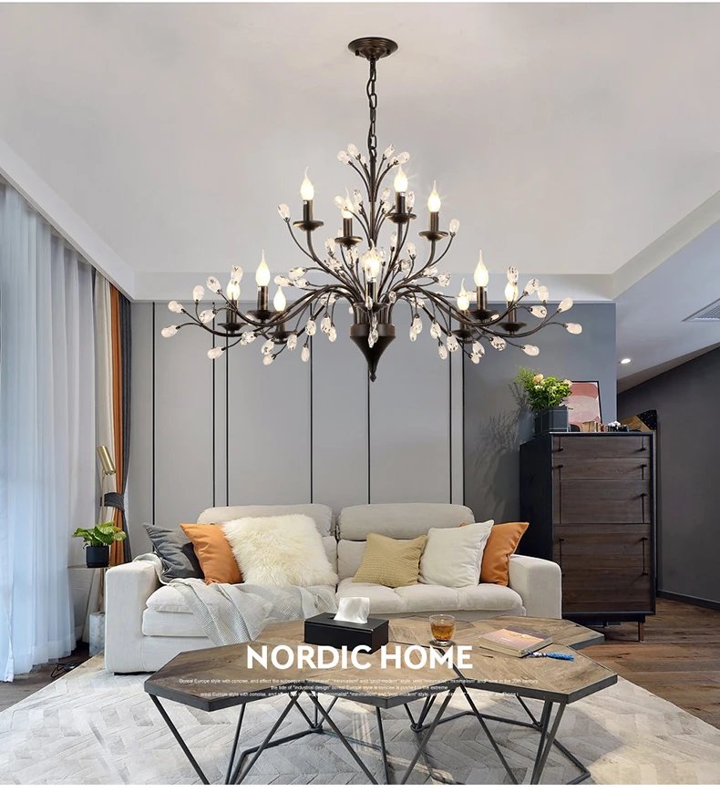 Kitchen Pendant Modern LED Crystal Chandeliers American Vintage Hanging Lights