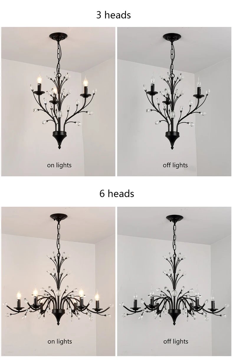 Kitchen Pendant Modern LED Crystal Chandeliers American Vintage Hanging Lights