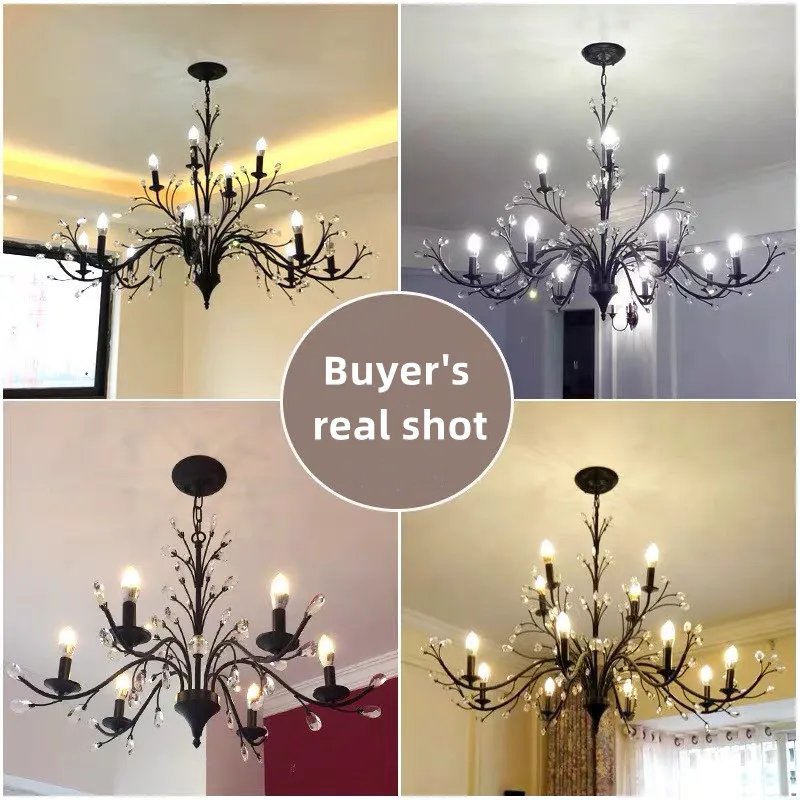 Kitchen Pendant Modern LED Crystal Chandeliers American Vintage Hanging Lights
