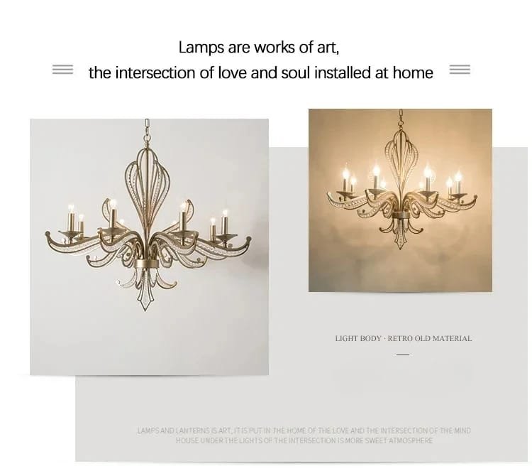 Al HaffaR American Retro Crystal Chandeliers French Creative