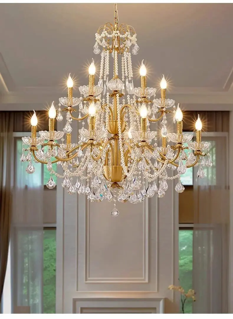 K9 Crystal Pendant Lights French Candle Droplight Home Decor L