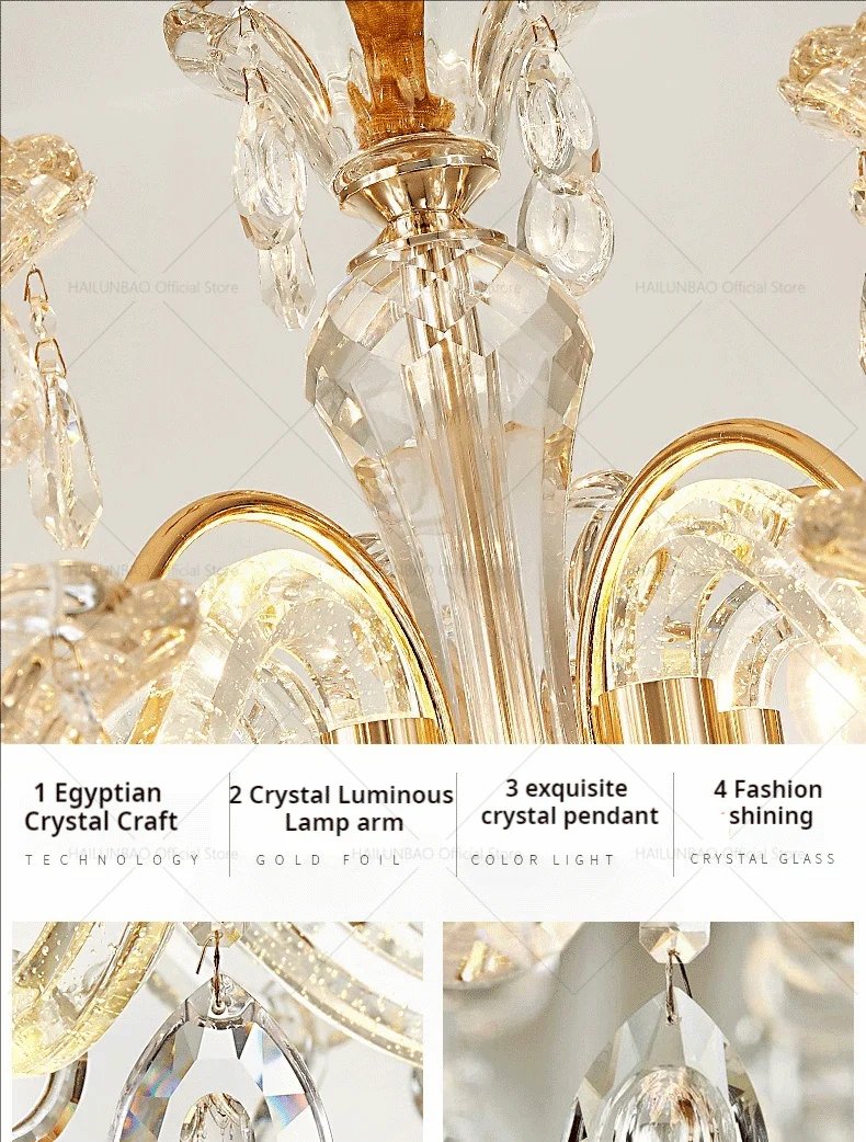 European Style Villa Duplex Living Room Candle Crystal Chandelier Fashion Hotel Lobby Lobby Project Simple Lighting Lighting