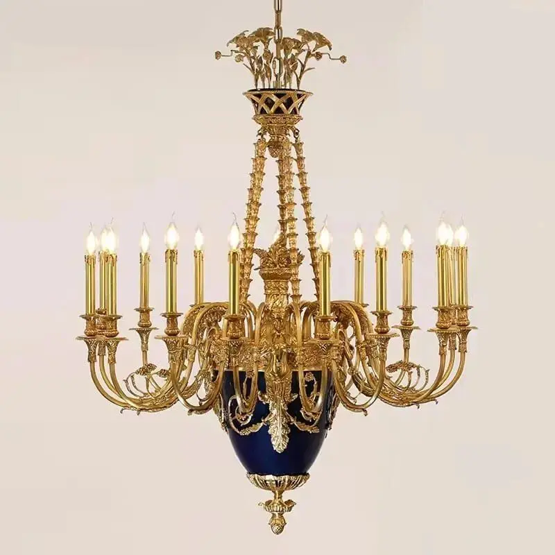 Luxury gold brass chandelier ceramics morano lighting