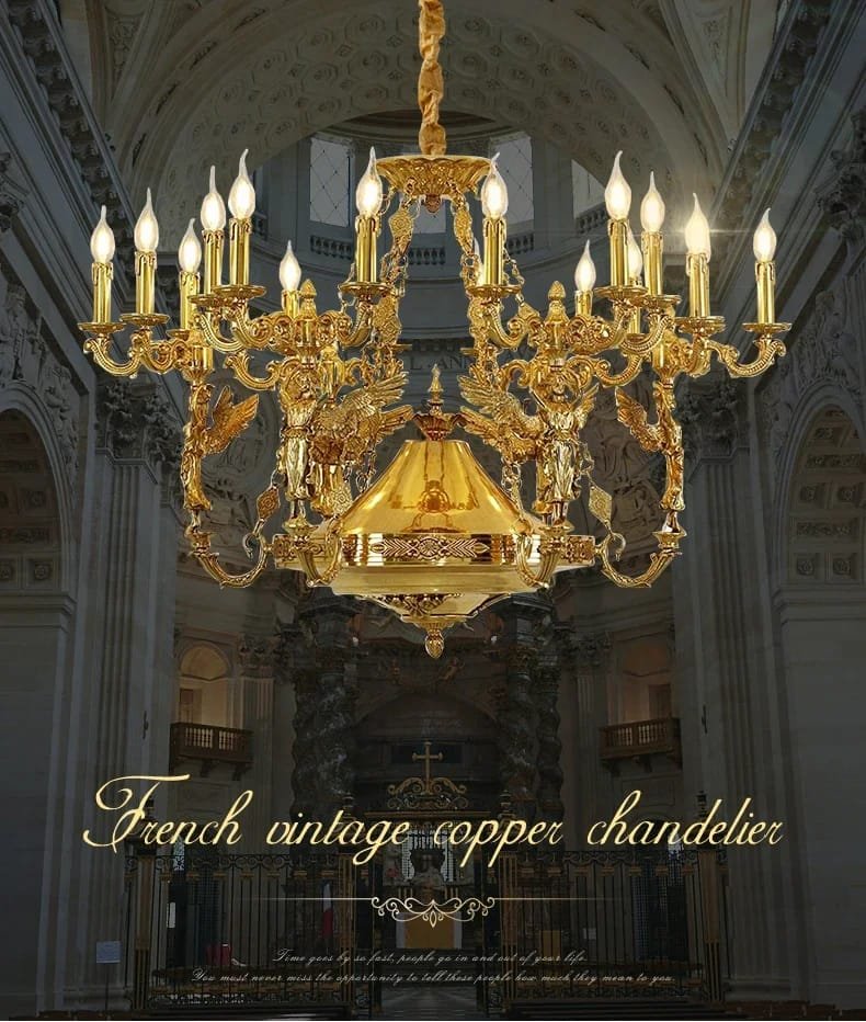 Classic European  Chandelier Brass Copper Luminaire
